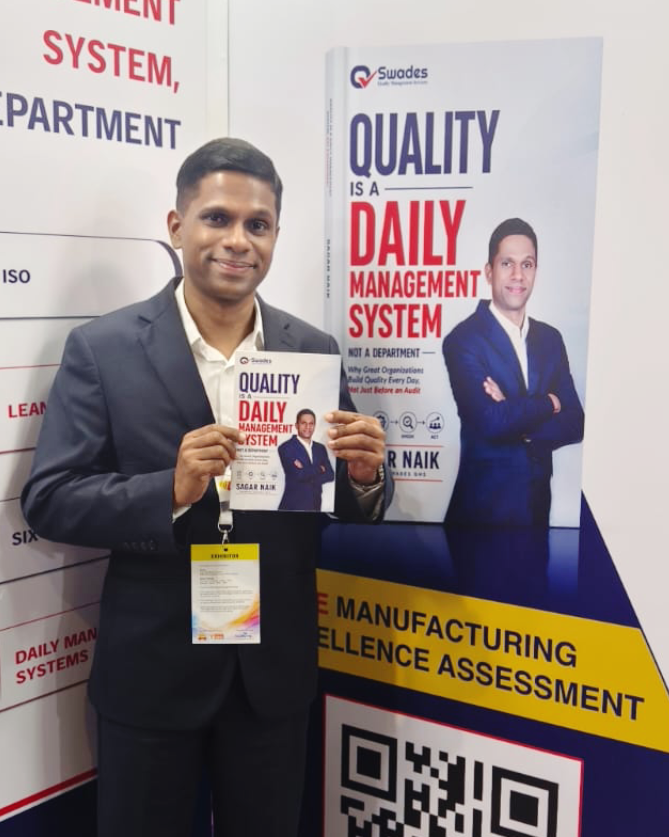 Sagar Naik with his book at Bharatiya Vyapar Mahotsav 2026