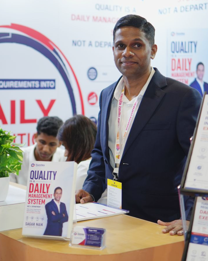 Sagar Naik with his book at Bharatiya Vyapar Mahotsav 2026