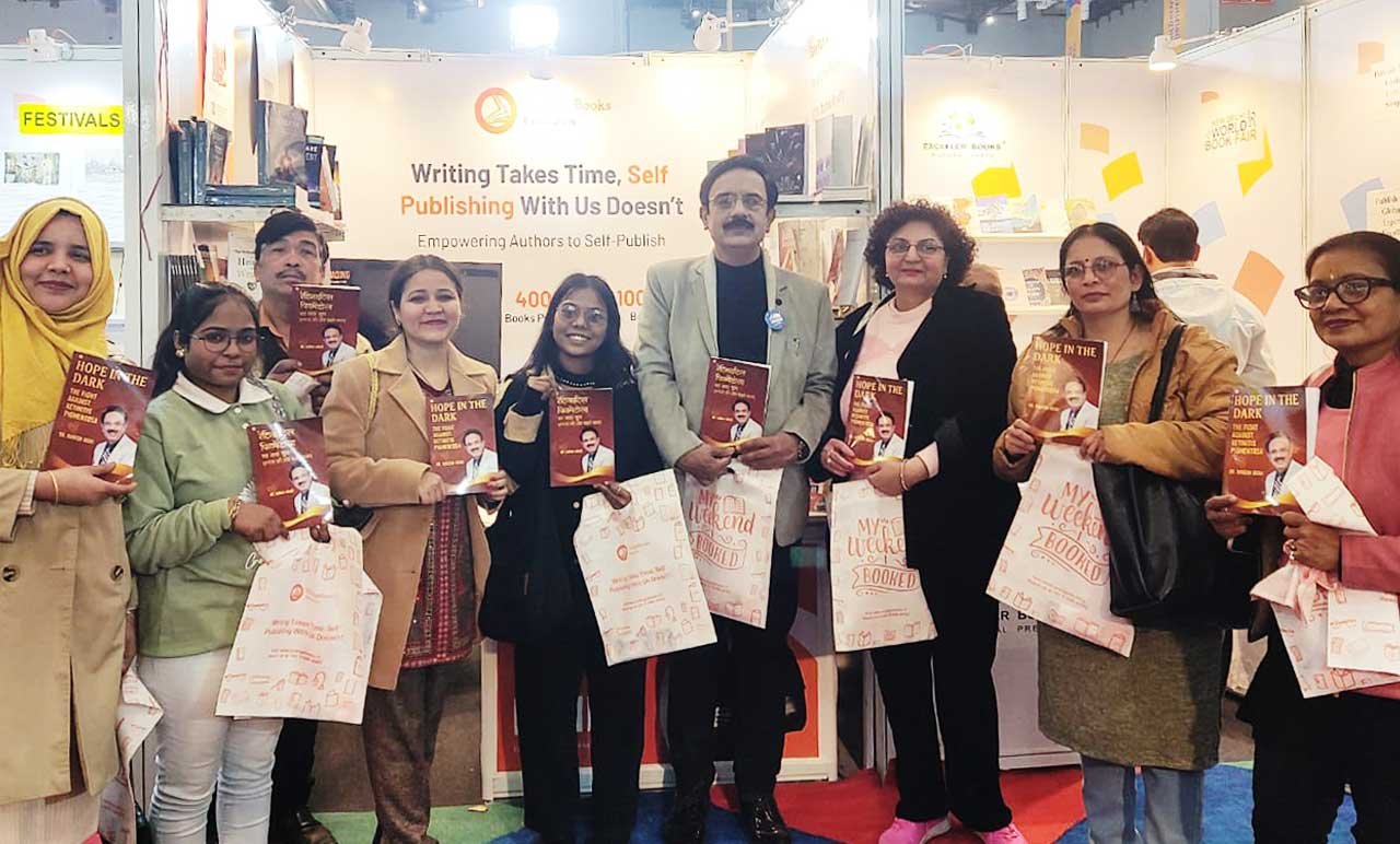 Dr. Rakesh Joshi with his books on Retinitis Pigmentosa
